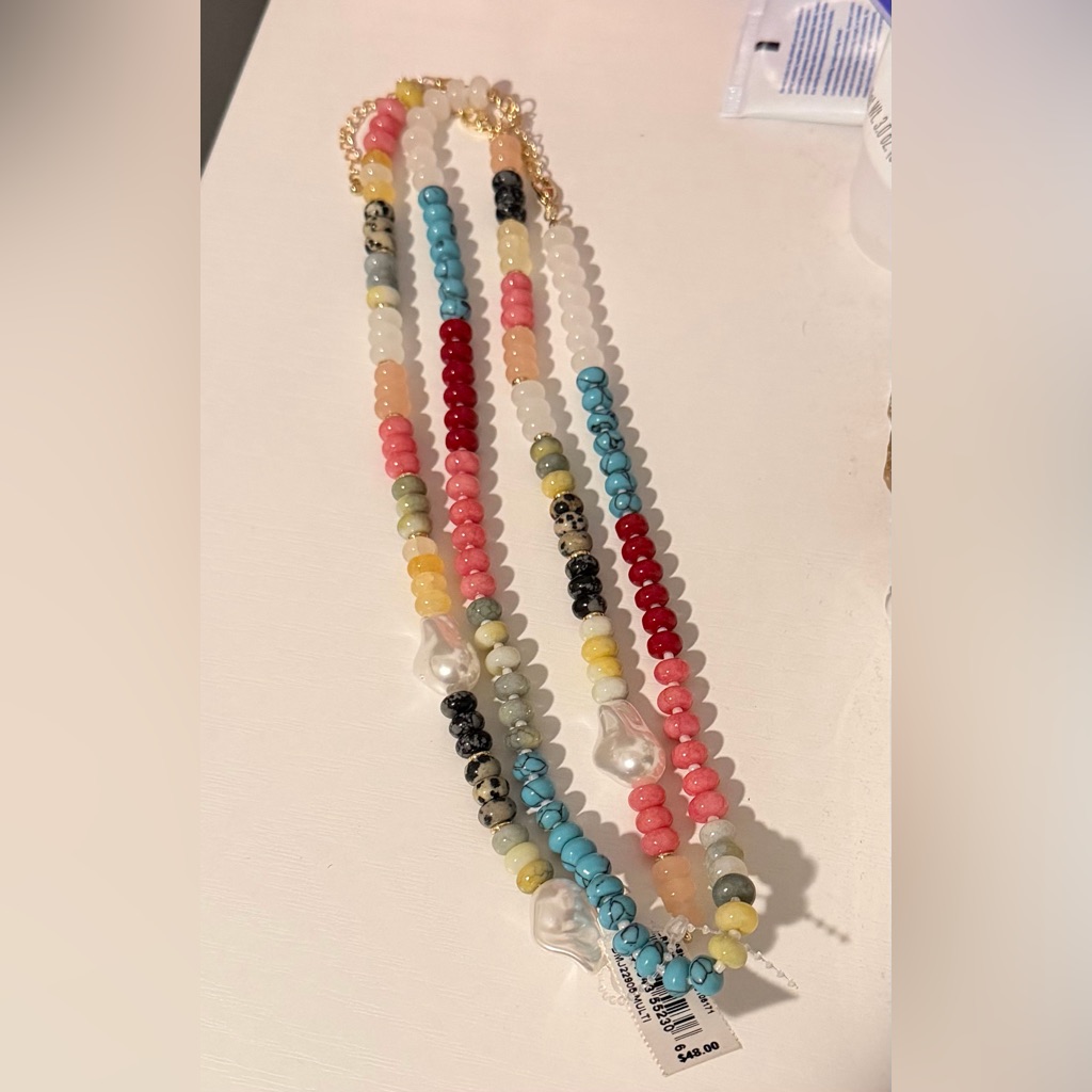 Natasha Couture Colorful Beaded Necklace 29$
